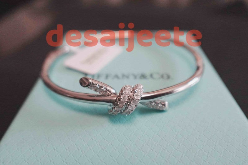 New&Tliffany&Co&Knot Bangle 18K White Gold Diamond