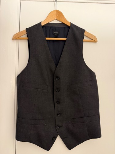 J.Crew, Vintage Women’s J. Crew Suit Shop Ing. Loro Piana Super 120s Wool Dark Gray Vest