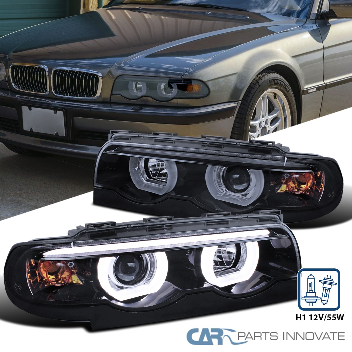 e38  7シリーズ　ヘッドライト Fits 1995-2001 BMW E38 7-Series 740i 750iL LED Halo Projector