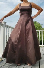 Scott McClintock. Sz 6 Satin Long Royal Brown A Line Formal Dress Prom Gown