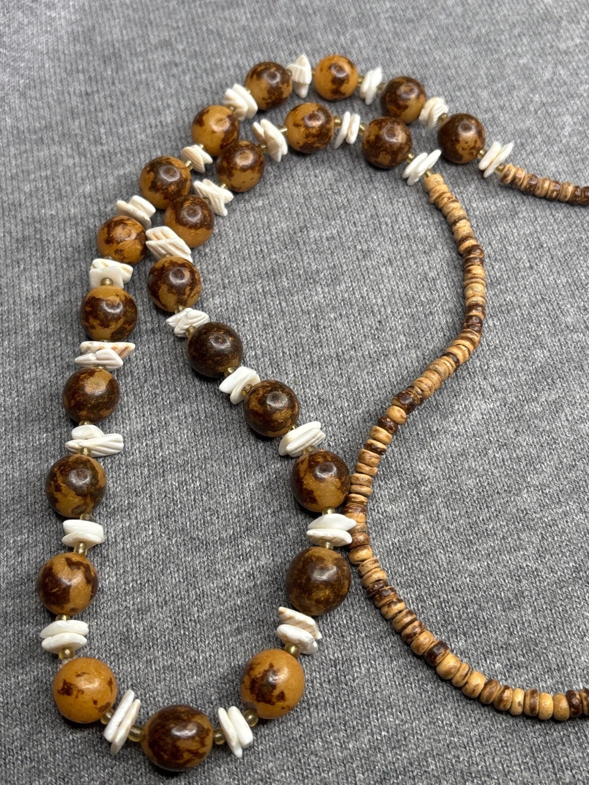 Artisan Coconut Shell Chip Beaded Statement Neckl… - image 3