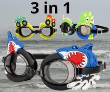 Dolfino 3-in-1 Swim Goggles Set Sharks, Dino,  Trucks Kids Unisex Multi