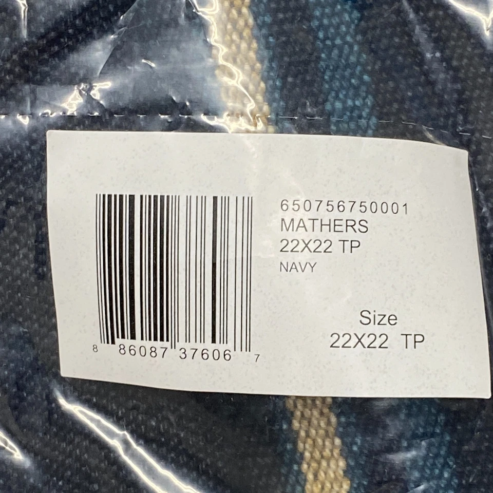 Almohada decorativa Ralph Lauren Mathers Navy 22x22 Solo funda Stipe Cotton Foto 2 de 4