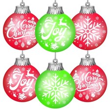 6 Pcs Outdoor LED Ornaments, Large Light Up Christmas Ball Pack of 6 Red green