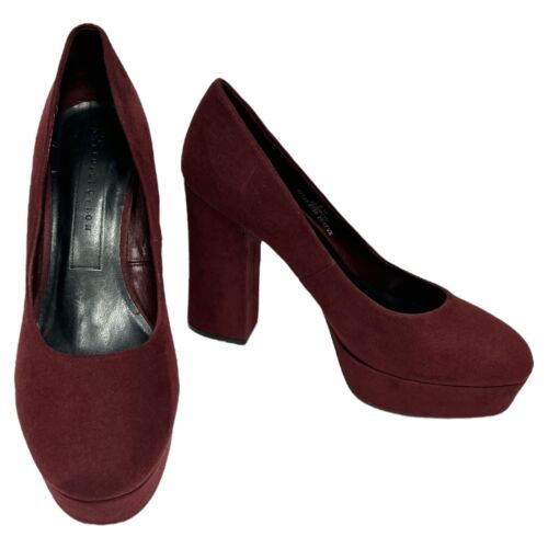 M&S Collection Burgundy Faux Suede Heels Size 5.5UK 38.5EU - Picture 1 of 10