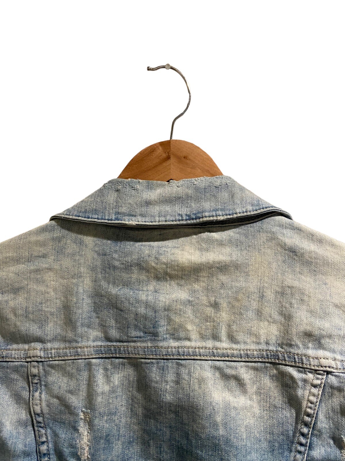 Zara Basic Denim Jean Jacket Blue Distressed Wome… - image 8