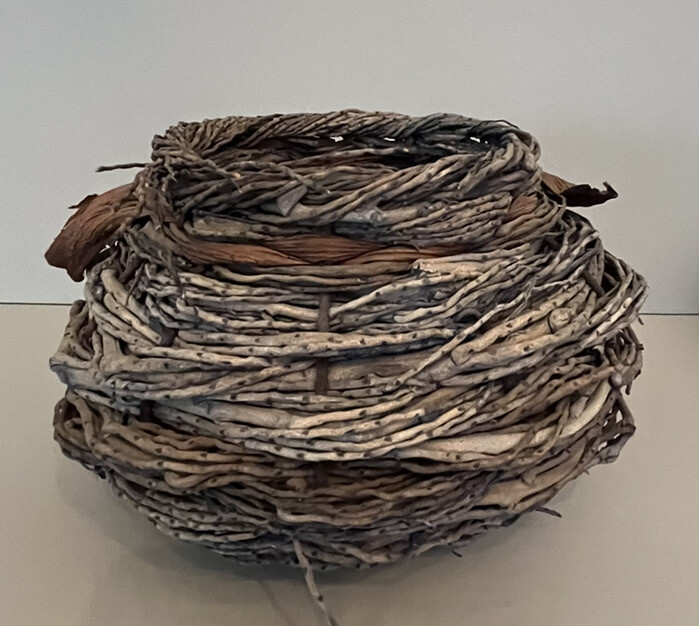 Hand Woven Palm Fiber Art Basket Samuel Yao eBay