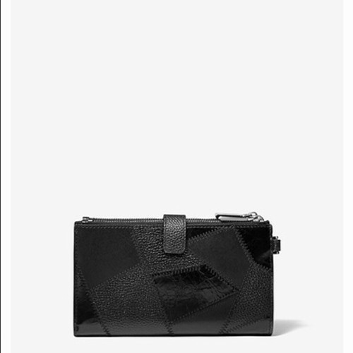 Michael Kors Adele Pebbled Leather and Snake Embossed Smartphone Wallet Black - Picture 4 of 4