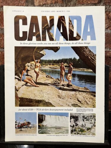 1964 Kanada Reise Tourismus Original Vintage Farbanzeige 12,5 x 9 Zoll - Bild 1 von 2