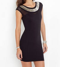 Nasty Gal Solemio Metal n Mesh Black Bodycon Dress - Size S
