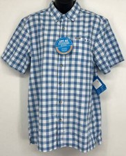 Columbia PFG Men's Blue White Plaid Button-up Small NEW Short Sleeve Fishing