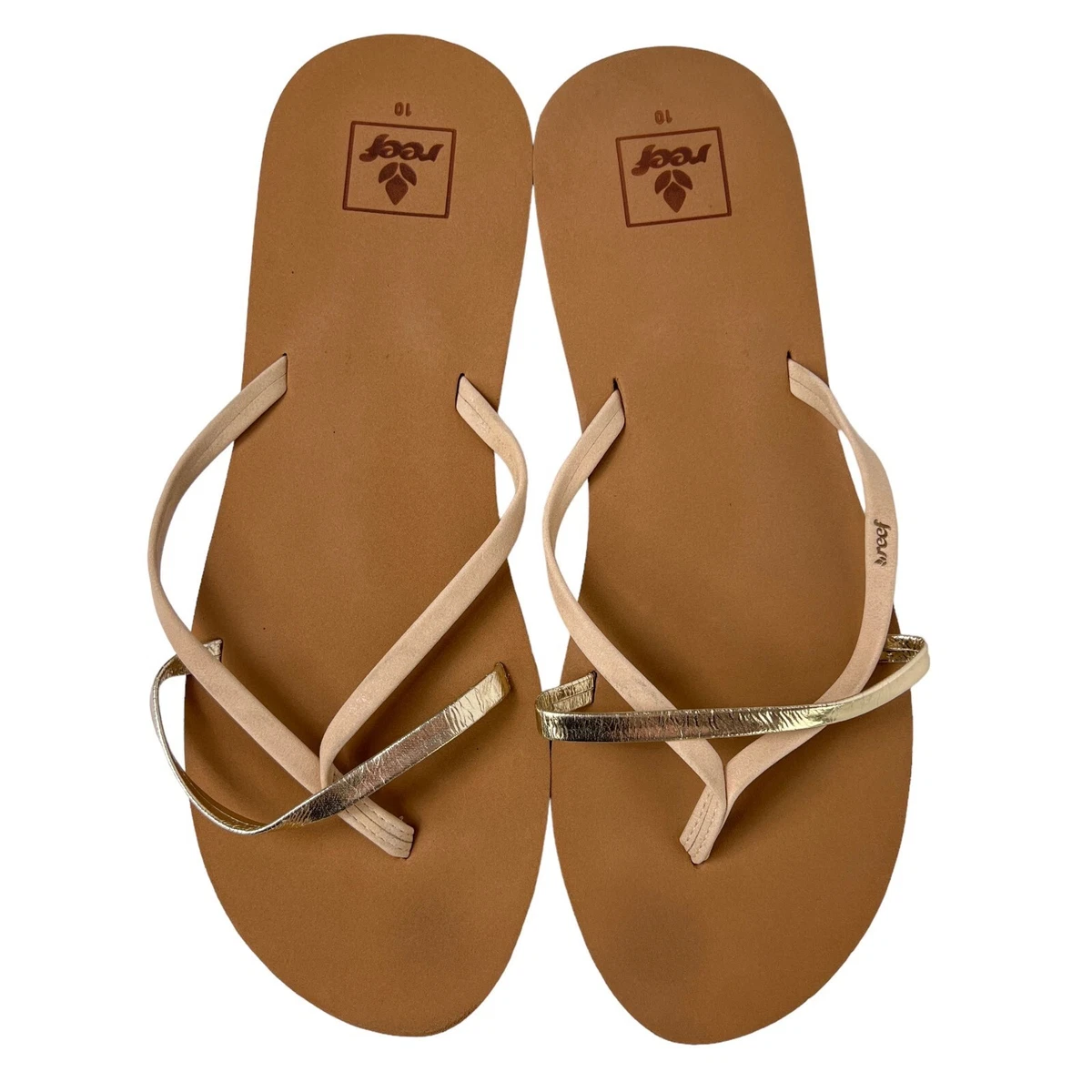Reef Bliss Wild Strappy Gold Beige Vegan Thong Flip Fop Sandals