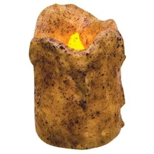 NEW Primitive BURNT IVORY TIMER PILLAR CANDLE 4"x3" Dripped Textured Farmhouse