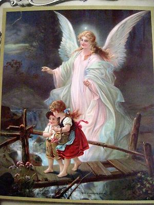 Vintage Sample Calendar titled ''The Guardian Angel'' Two Children & Star Angel *