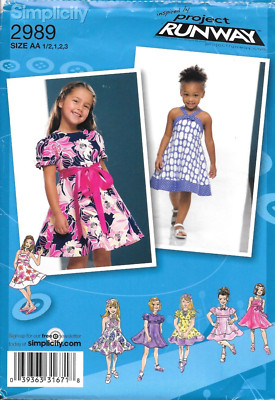 Uncut Simplicity Sewing Pattern 2989 Toddlers Dress with Bodice Skirt Variations