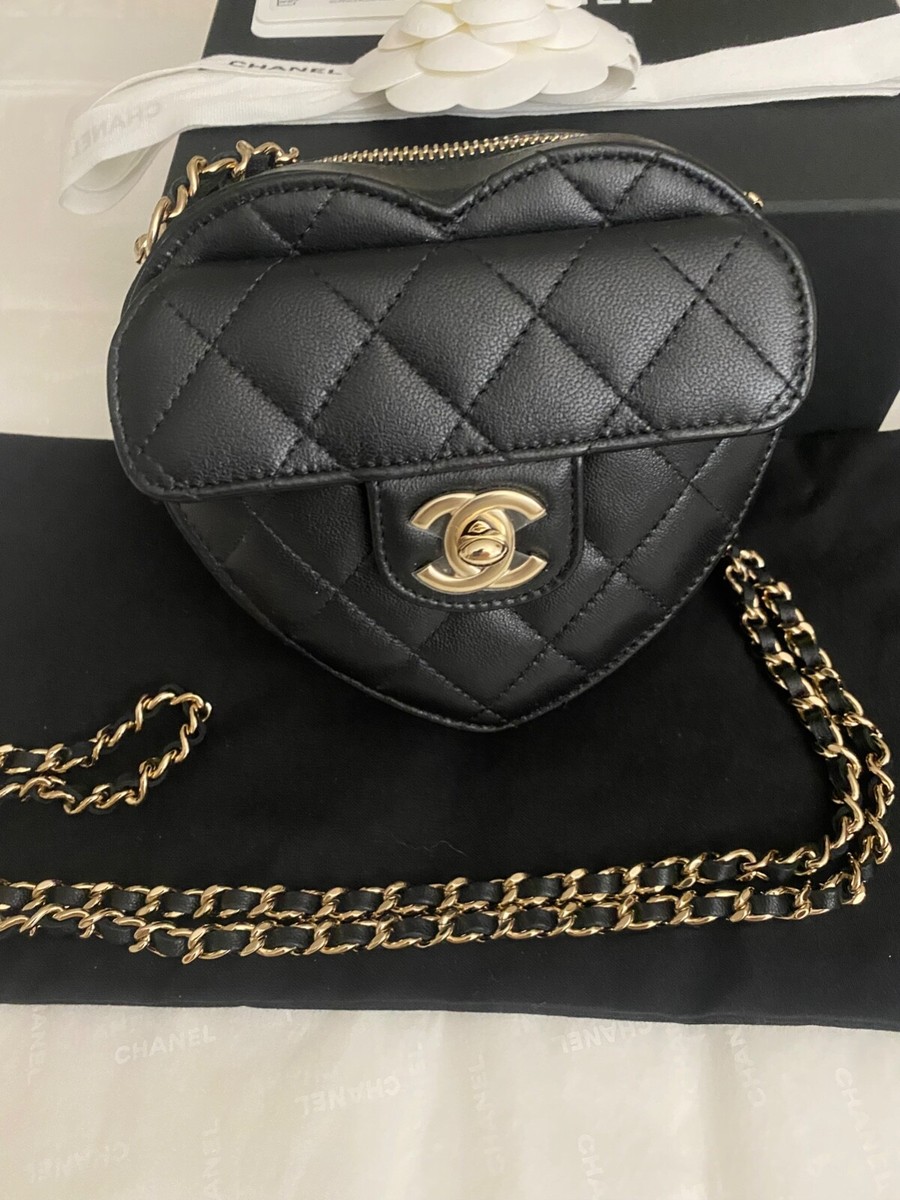 Chanel CC in Love Heart Bag Quilted Lambskin Black Crossbody