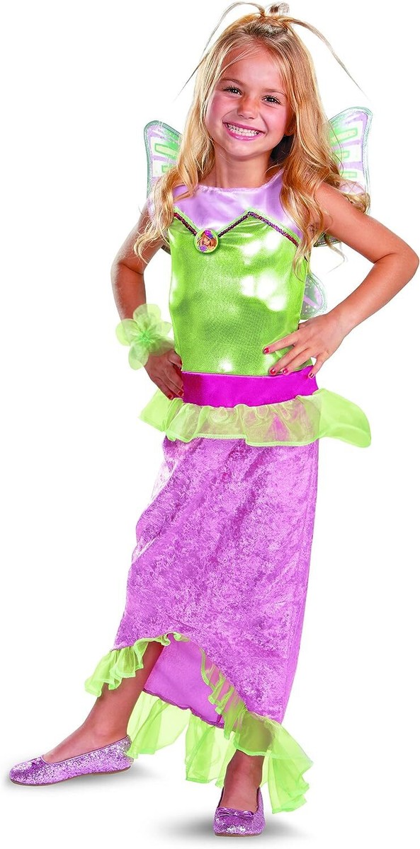 Flora Mermaid Winx Club Pink Fairy Pixie Fancy Dress Up Halloween