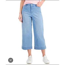Charter Club Cropped Wide Leg Medium Wash Blue Jeans Size 14