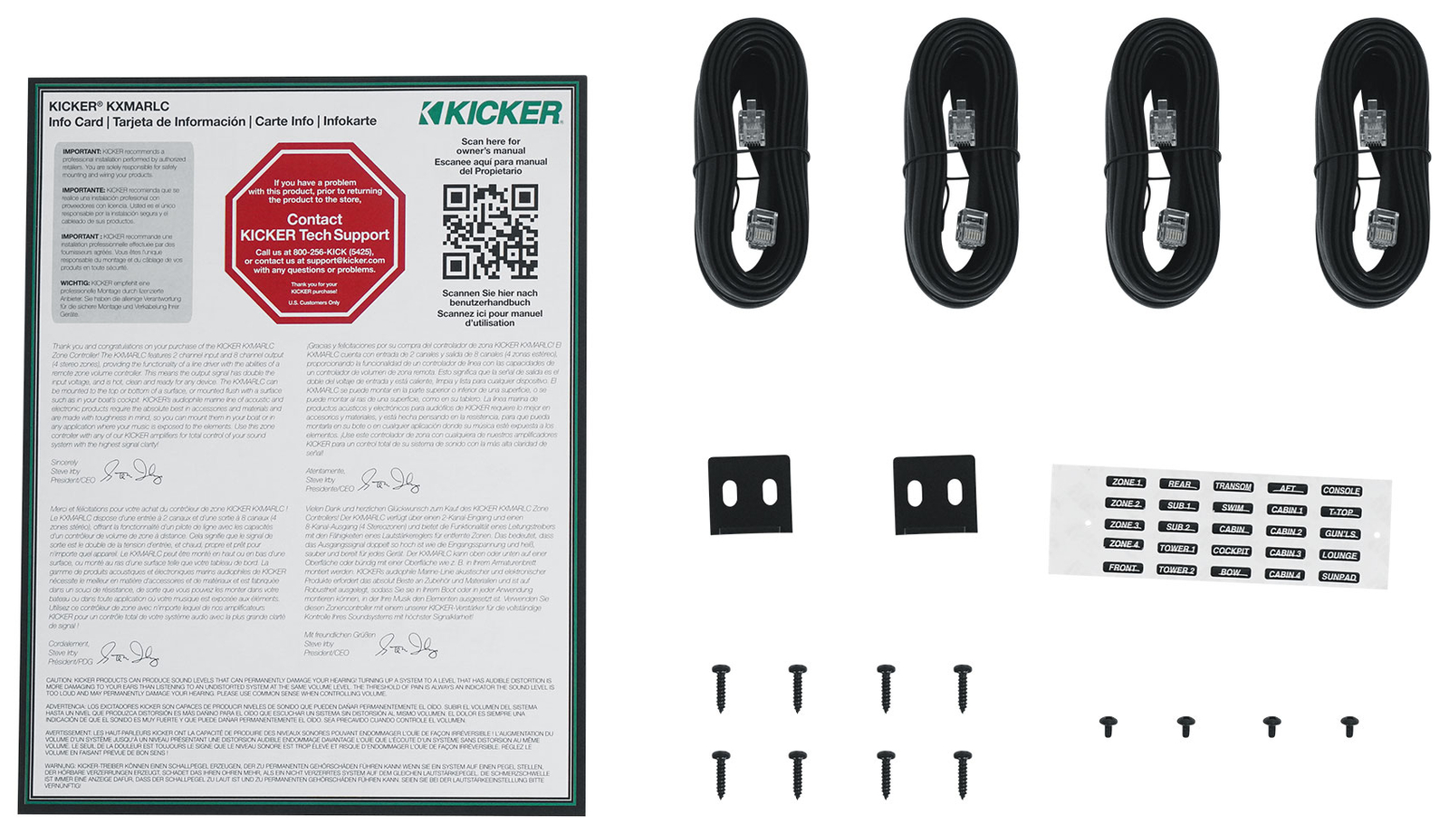 Kicker 48KXMARLC - 4-зонный дистанционный регулятор уровня воды на лодкахавтофургонах для морских усилителей