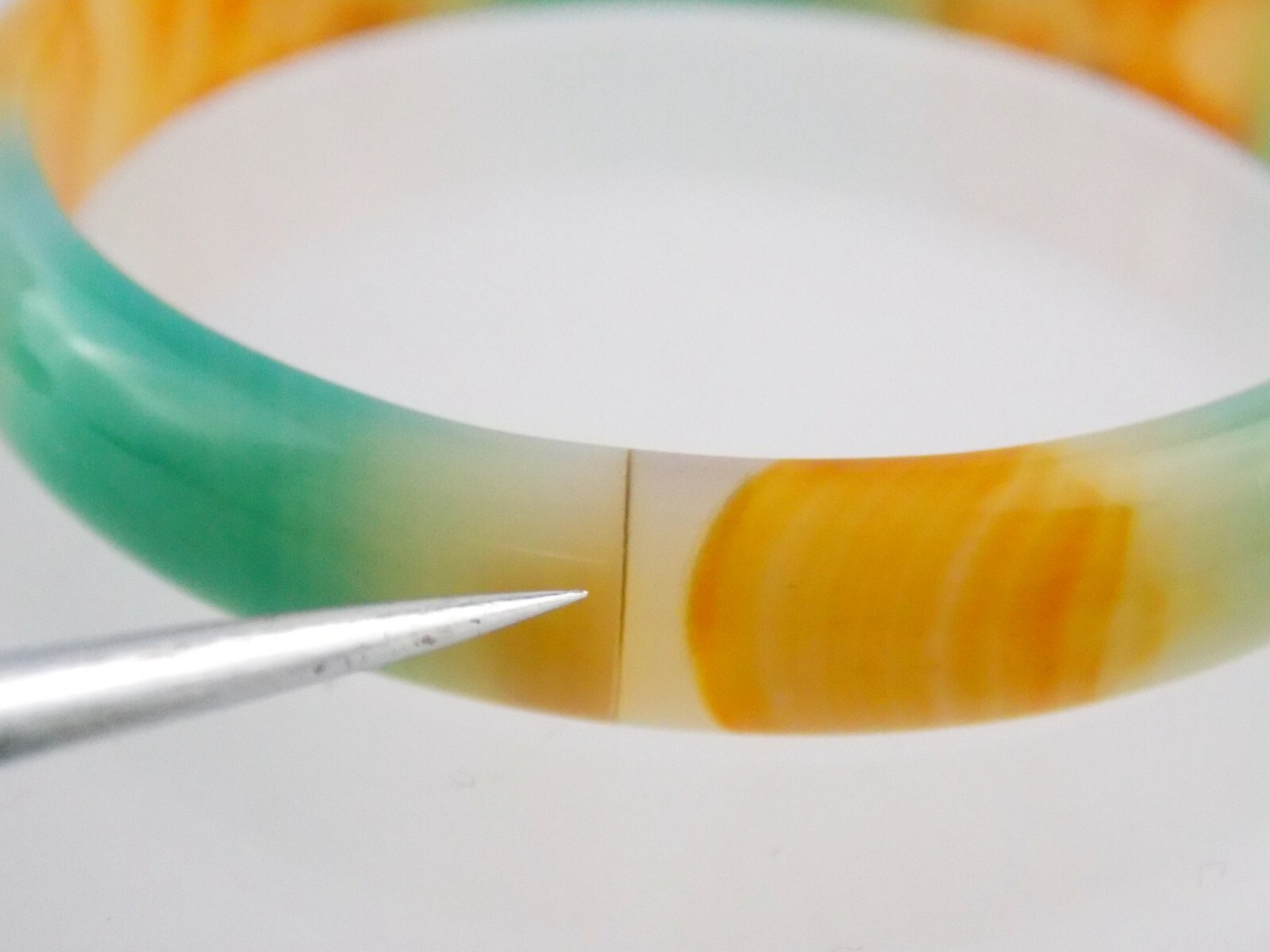 Multi Color Blue White Orange Solid Agate Bangle … - image 9