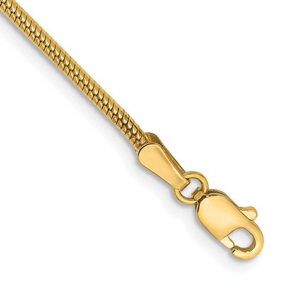 14K Solid Yellow Gold 1.6mm Round Herringbone Chain Bracelet
