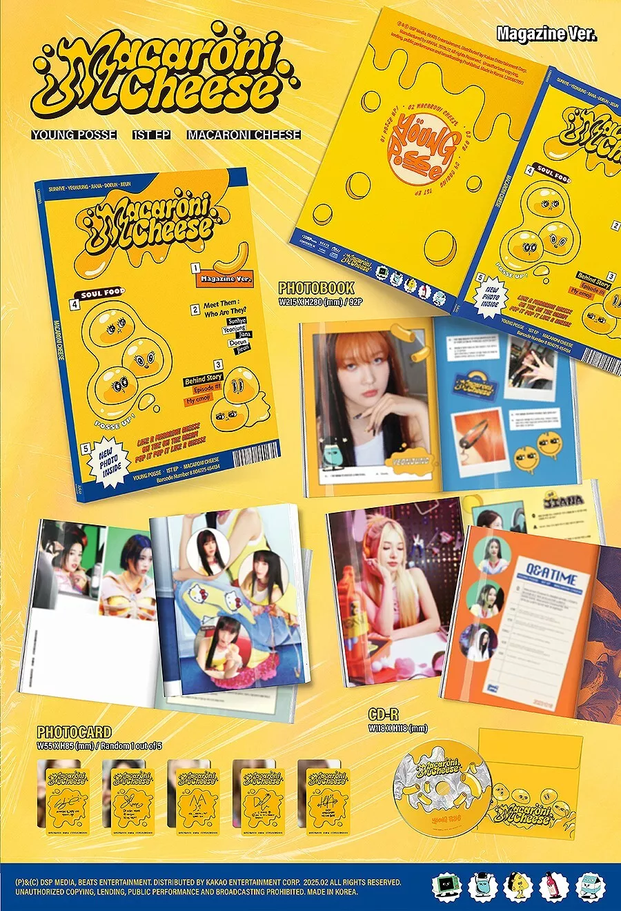 YOUNG POSSE [MACARONI CHEESE] 1st EP Album MAGAZINE Ver CD+