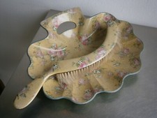 Ramasse miettes 19°s Carton bouilli Laqué Napoléon III décor Roses Ancien