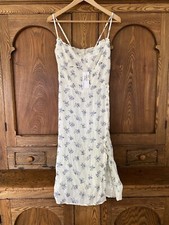 Reformation Posie Teresa 10 sun dress high slit sundress blue white floral knee