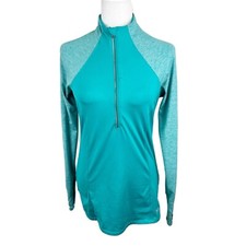 Under Armour Pullover Women Small Green 3/4 Zip Long Sleeve Sweater Sweatshirt