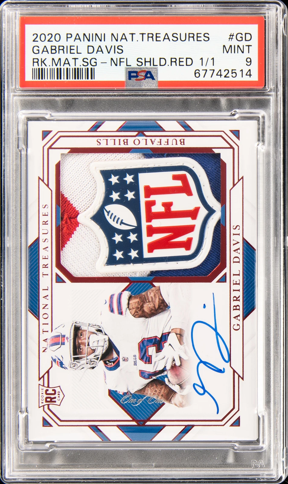 Gabriel Davis Panini National Treasures Rookie Material Signatures #GD NFL Shield Red 1/1