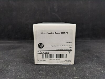 Allen Bradley 800T-FX6D4 30.5mm Type 4/13 2 Pos. PB-Non-Illum Mushroom Hd