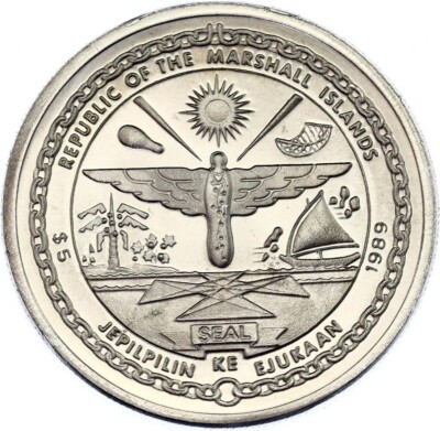 5.little moon様 1989 MARSHALL ISLANDS 20 TH ANNIVERSARY FIRST MEN ON THE MOON $5