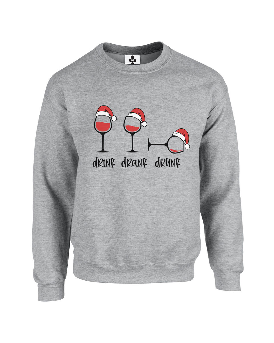 Drink Drank Drunk Funny Christmas Jumper Adults Xmas Sweatshirt
