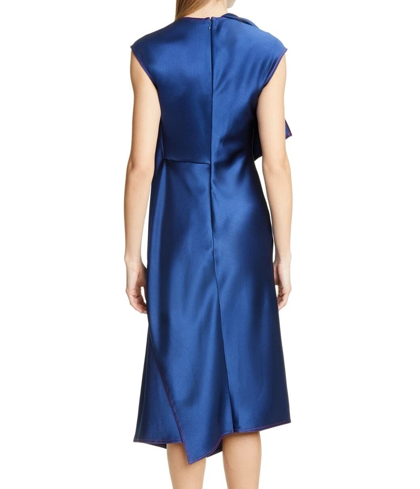 Vestido Sies Marjan Sin Mangas Drapeado Arrugado Azul Marino Asimétrico Noche Para Mujer 10 Foto 2 de 4