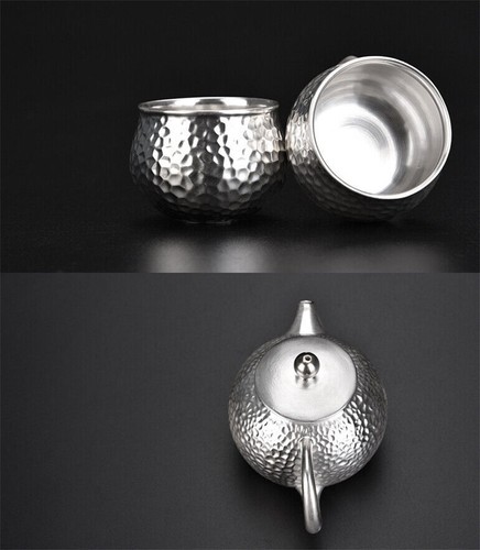 999 Sterling Silver+porcelain Tea Pot Matching Tea Cups Health Care Xishi Pot - Picture 19 of 20