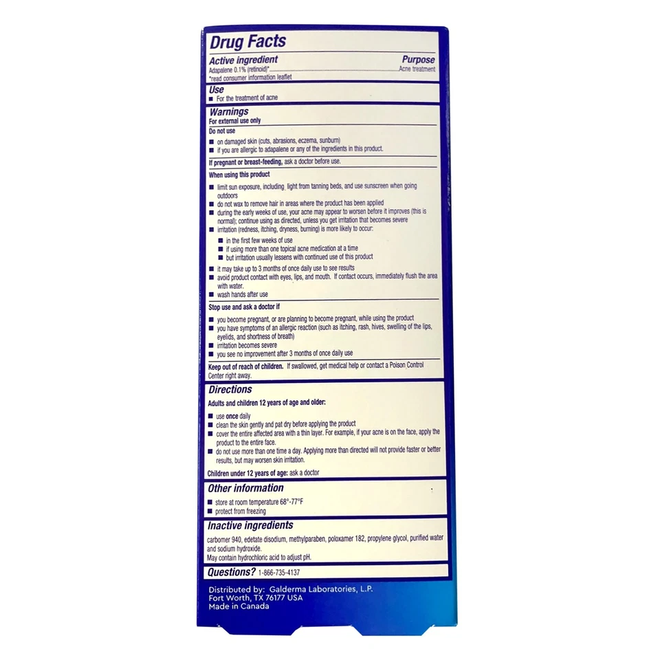 Differin 0.1% Adapalene Gel Premium Grade Acne Treatment 45g | 90Day Supply - image 4 of 4