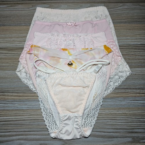 5 Pair Vintage Panties Nylon Spandex Cotton Sissy Briefs Size Small Hip 32-36"