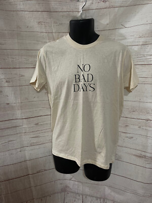 Primark Men s Creamy Beige No Bad Days Short Sleeve T-Shirt Size S