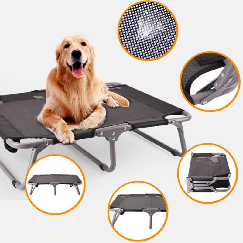 Heavy Duty Foldable Pet Dog Bed Black Textilene Trampoline Hammock Travel  Bed