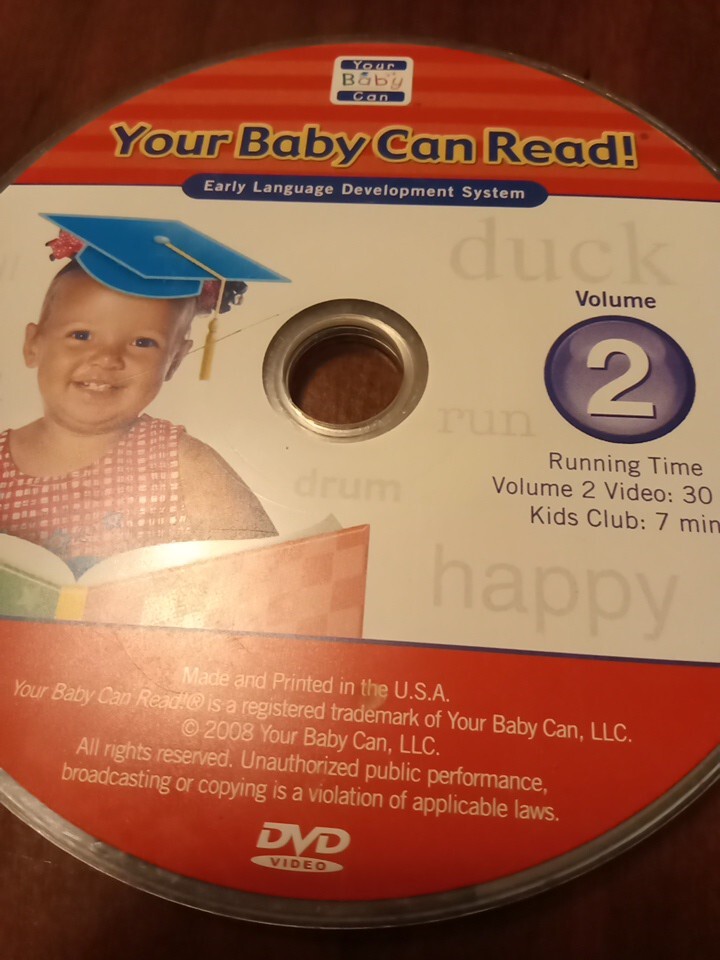 ユアベイビーキャンリード YOUR BABY CAN READ VOL2 DVD DISC ONLY USED TESTED FREESHIP NO