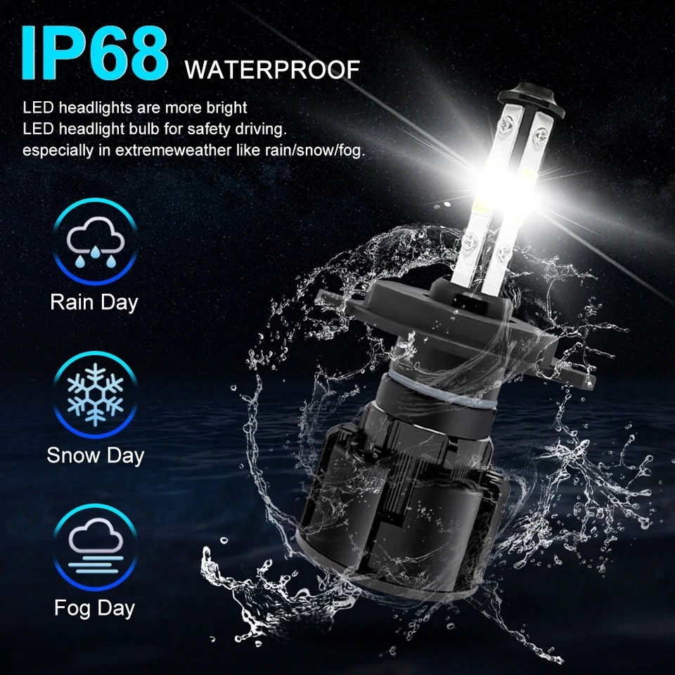 4-Sides H4 9003 LED Headlight Kit Bulbs High Low Beam Super White 6000K 100000LM - Изображение 4 из 4