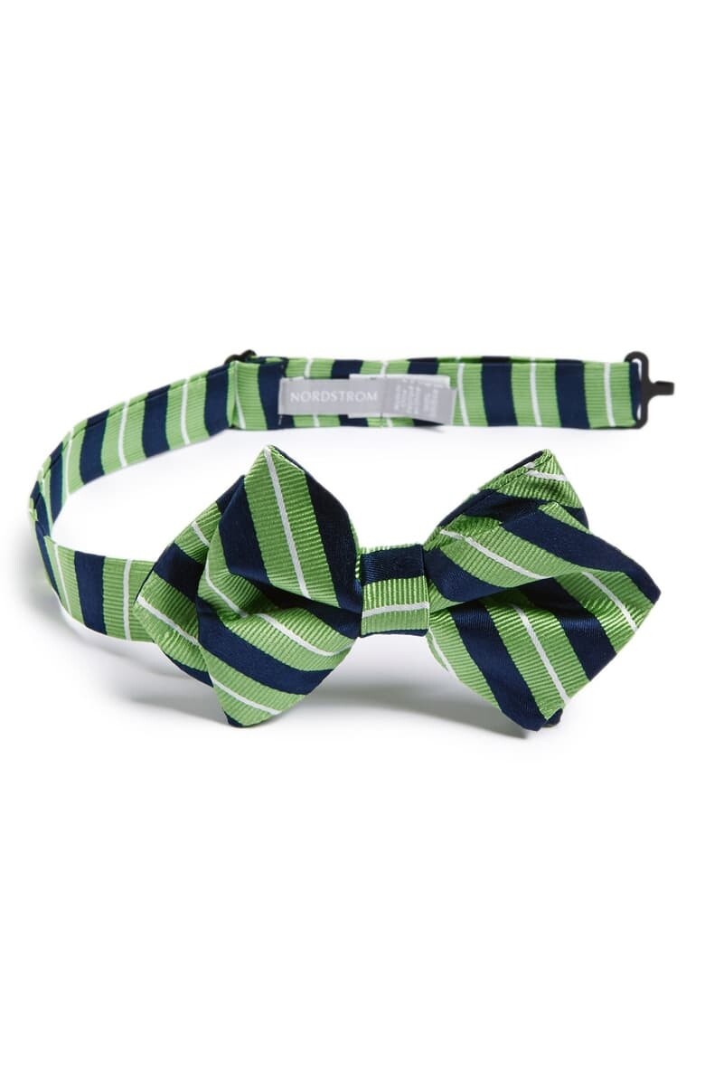 Nordstrom 165067 Boy's Green 'Washington Stripe' Silk Bow Tie One