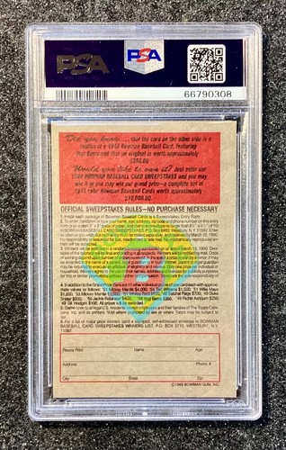 1989 Bowman Einsätze Yogi Berra '48 Nachdruck New York Yankees (HOF) PSA 8 NM-MT - Bild 2 von 2