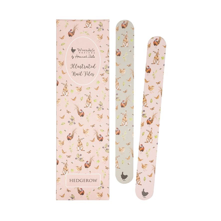 Wrendale Hedgerow Nail File Set - 2 Illustrated Hare and Pheasant Nail Files