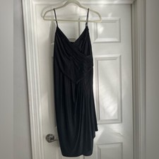 BCBG Maxazria Black Cocktail Dress  Embellished Straps  Size L