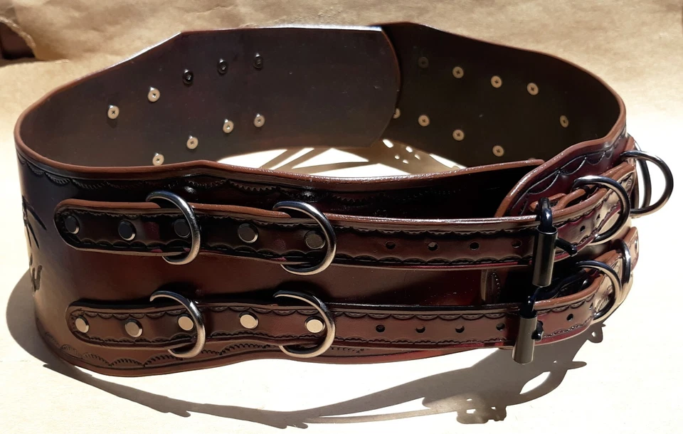 Cinturón Steampunk Seven Rivers, Caoba, Herrajes de Metal Sólido, Cintura 37"-42" Foto 4 de 4