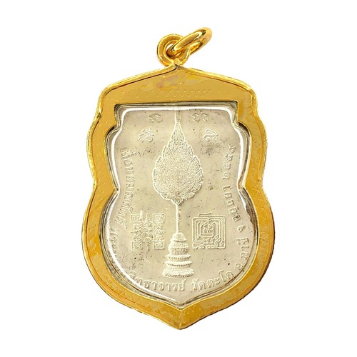 Lp Ruay Famous Monk Enamel Talisman Buddha Thai Amulet Magic Pendant Gold Case - Picture 2 of 3