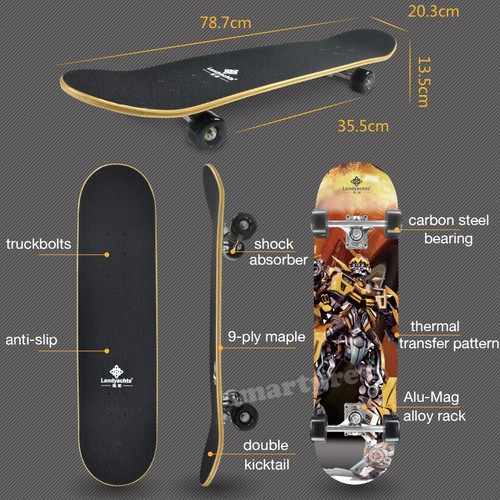 Patineta completa de 9 capas para niños adultos de 31" tabla de arce principiante a profesional al aire libre - Imagen 8 de 16