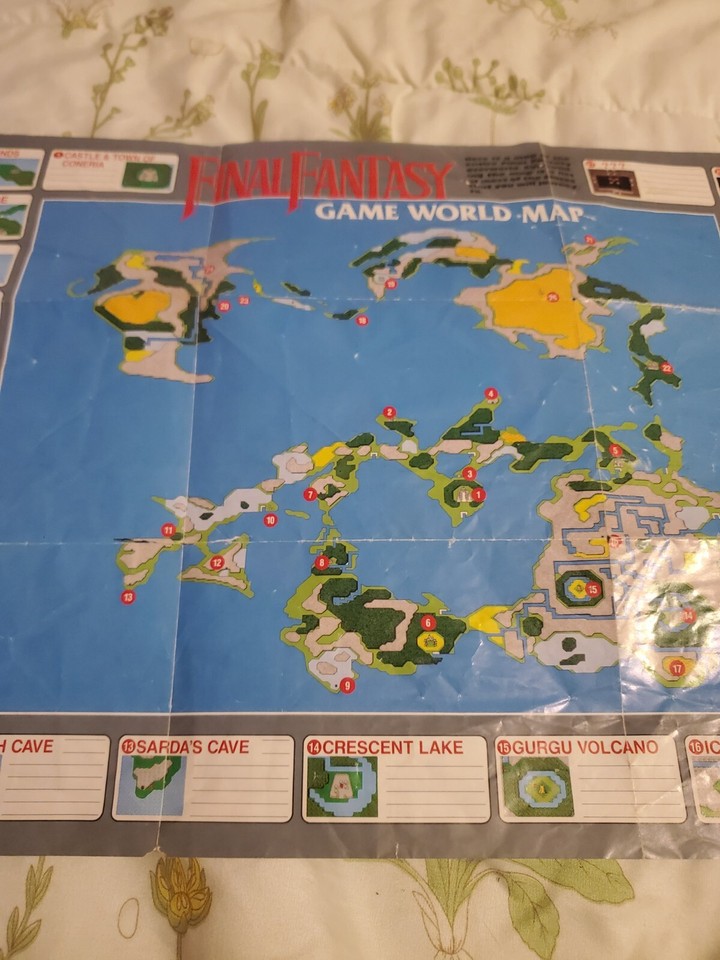Final Fantasy 1990 Nintendo NES Final Fantasy 1 World Map / Dungeon Map ...