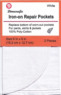 DIMECRAFTS Replacement Trouser Pants Repair Pockets Iron On One Pair 5 in x 6 in